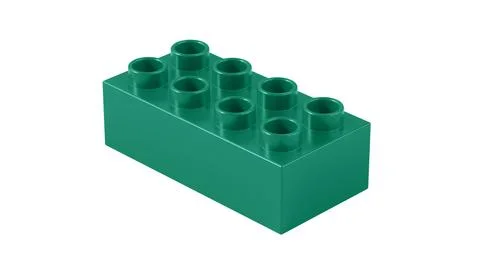 Bottle Green Plastic Lego Block Isolated on a White Background. Stock Illustration