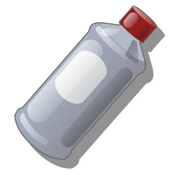 Bottle of grey plastic with red cap isolated on white background. Vector illu Stock Illustration