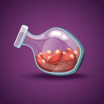Bottle with heart. Magic Elixir Stock Illustration