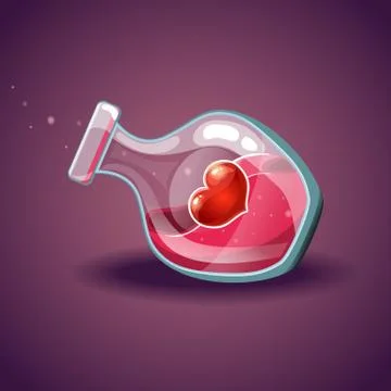 Bottle with heart, magic elixir Stock Illustration