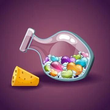Bottle with heart. Magic Elixir Stock Illustration
