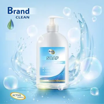 Bottle with hygienic soap 스톡 일러스트