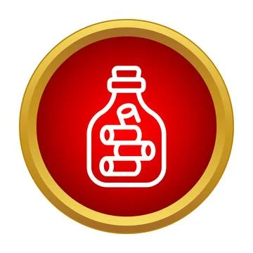 Bottle icon with messages inside red circle 库存插图