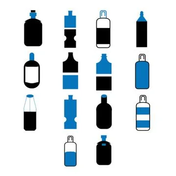 Bottle Icon Set -Blue Version Stock Illustration