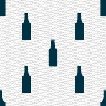 Bottle icon sign. Seamless pattern with geometric texture. Vector Stock Illustration