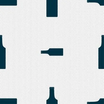 Bottle icon sign. Seamless pattern with geometric texture. Vector Illustrazione stock