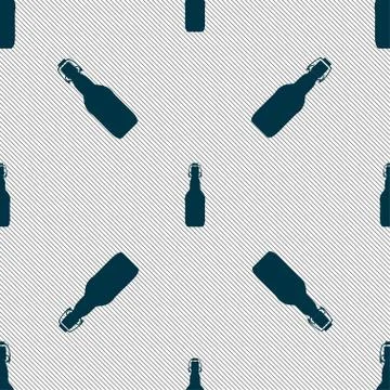 Bottle icon sign. Seamless pattern with geometric texture. Vector Illustrazione stock