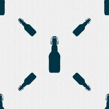 Bottle icon sign. Seamless pattern with geometric texture. Vector Stock Illustration
