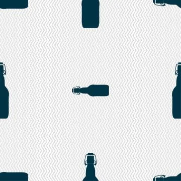 Bottle icon sign. Seamless pattern with geometric texture. Vector 스톡 일러스트
