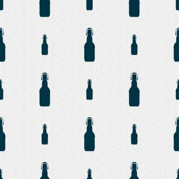 Bottle icon sign. Seamless pattern with geometric texture. Vector Stock Illustration