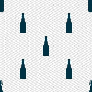 Bottle icon sign. Seamless pattern with geometric texture. Vector Illustrazione stock