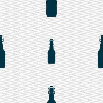 Bottle icon sign. Seamless pattern with geometric texture. Vector 스톡 일러스트
