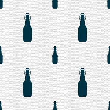 Bottle icon sign. Seamless pattern with geometric texture. Vector Illustrazione stock