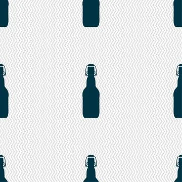 Bottle icon sign. Seamless pattern with geometric texture. Vector Illustrazione stock