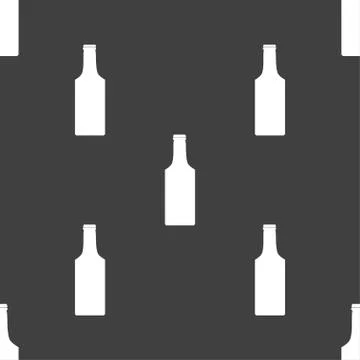 Bottle icon sign. Seamless pattern on a gray background. Vector イラスト素材