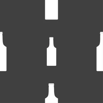 Bottle icon sign. Seamless pattern on a gray background. Vector Stock Illustration