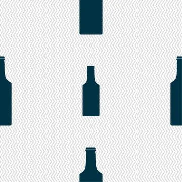 Bottle icon sign. Seamless pattern with geometric texture. Illustrazione stock