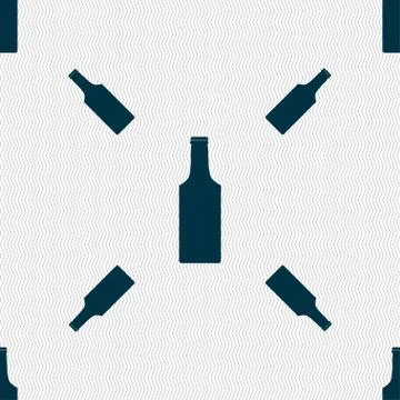Bottle icon sign. Seamless pattern with geometric texture. Stock Illustration