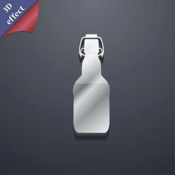 Bottle icon symbol. 3D style. Trendy, modern design with space for your text . R Stock Illustration