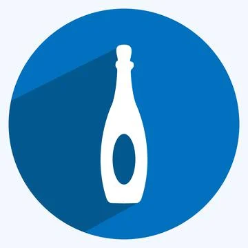 Bottle Icon in trendy long shadow style isolated on soft blue background Stock Illustration