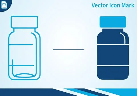 Bottle icon vector mark with outline and filled version for liquid. Stock Illustration