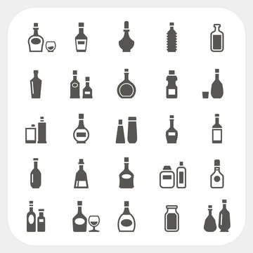 Bottle icons set Stock Illustration
