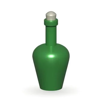 Bottle isolated vector 3d icon. green bottle 3d illustration. Stock Illustration