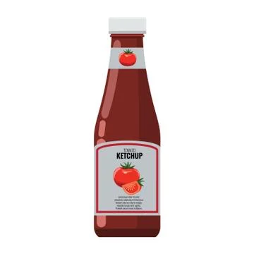 Bottle of ketchup mock up with flat design style vector illustration. Stock Illustration