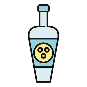 Bottle with label and three round elements design 스톡 일러스트