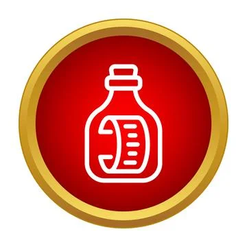 Bottle with label list icon on red background Stock Illustration