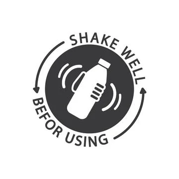 Bottle label - shake well before use, vector. Stock Illustration
