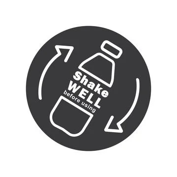 Bottle label: Shake well before using. Stock Illustration
