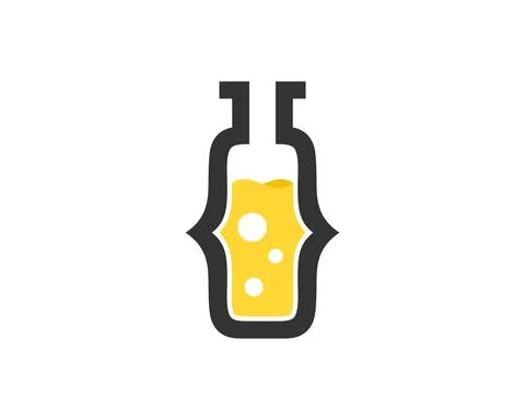 Bottle laboratory code with yellow liquid inside Stock Illustration