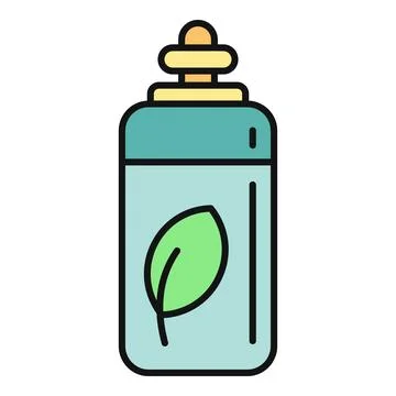 Bottle with leaf icon representing natural cosmetics Stock Illustration