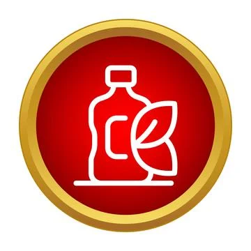 Bottle with leaf icon representing natural organic drink Stock Illustration