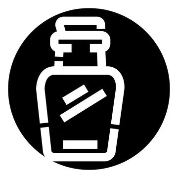 Bottle of liquid in circular icon design Stock Illustration
