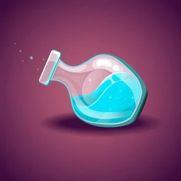 Bottle with liquid. Magic Elixir. Stock Illustration