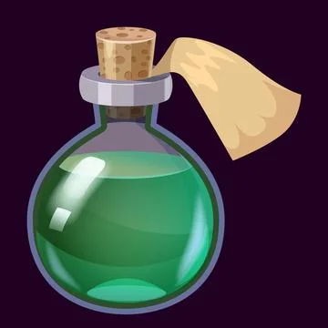 Bottle liquid potion magic elixir colorful . Game icon GUI for app games user Stock Illustration
