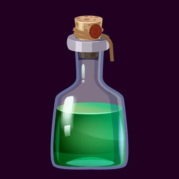 Bottle liquid potion magic elixir colorful . Game icon GUI for app games user Stock Illustration