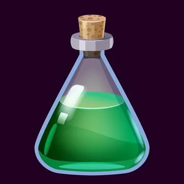 Bottle liquid potion magic elixir colorful . Game icon GUI for app games user Stock Illustration