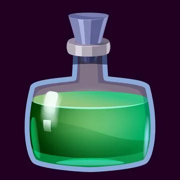 Bottle liquid potion magic elixir colorful . Game icon GUI for app games user Stock Illustration