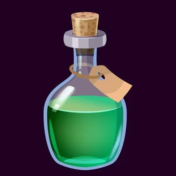 Bottle liquid potion magic elixir colorful . Game icon GUI for app games user Stock Illustration