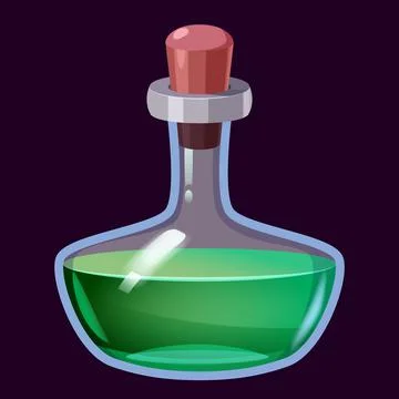 Bottle liquid potion magic elixir colorful . Game icon GUI for app games user Stock Illustration