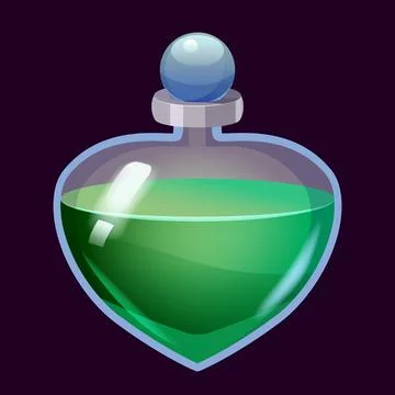 Bottle liquid potion magic elixir colorful . Game icon GUI for app games user Stock Illustration
