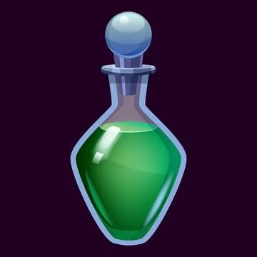 Bottle liquid potion magic elixir colorful . Game icon GUI for app games user Stock Illustration