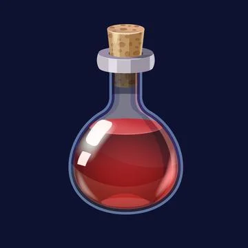 Bottle with liquid red potion magic elixir game icon GUI. Vector illstration  Stock Illustration