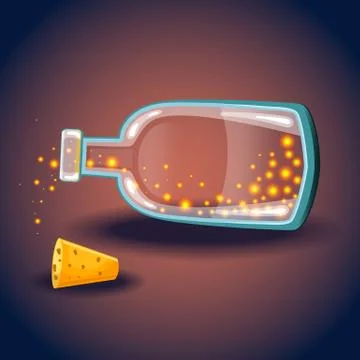 Bottle with luminous balls Stock Illustration