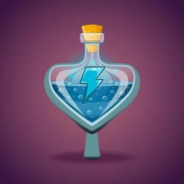 Bottle of magic elixir with energy symbol Stock Illustration