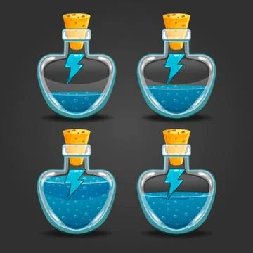 Bottle of magic elixir with energy symbol Stock Illustration