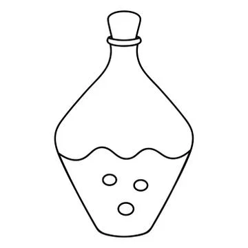 A bottle with a magic elixir. Sketch. Vector illustration. Illustration